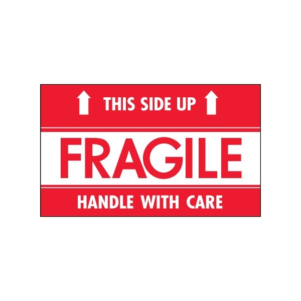 3 x 5'' - ''Fragile - This Side Up - HWC'' Labels