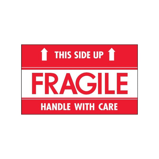 3 x 5'' - ''Fragile - This Side Up - HWC'' Labels