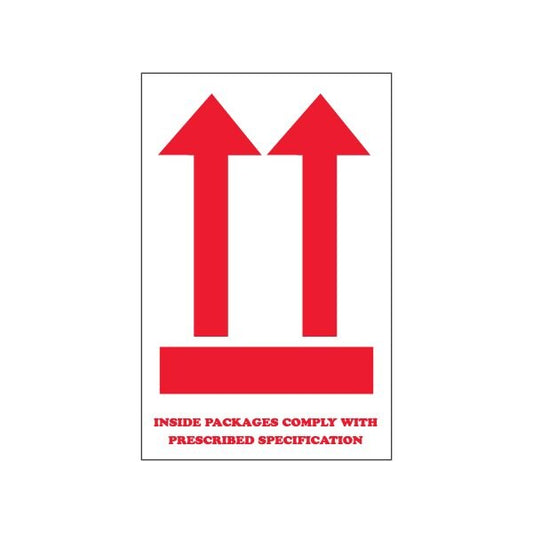 4 x 6'' - ''Inside Packages Comply...'' Arrow Labels, Style 2, 500PK