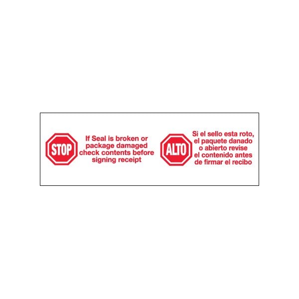 2'' x 110 yds. - ''Stop / Alto'' Tape Logic Pre-Printed Carton Sealing Tape, 6PK