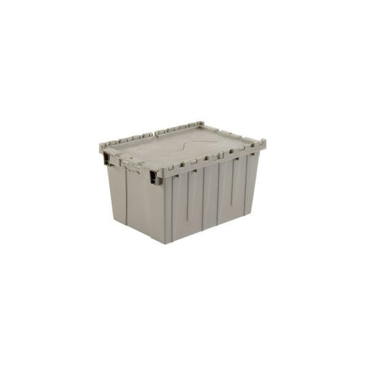 Attached Lid Shipping Container 27-3/16 x 16-5/8 x 12-1/2 Gray with Dolly Combo