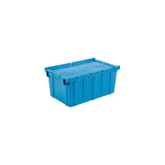 Attached Lid Shipping Container 27-3/16 x 16-5/8 x 12-1/2 Blue with Dolly Combo