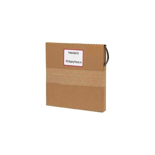 Pac Strapping Portable Steel Strapping Coil In Self Dispensing Carton, 200'L x 5/8"W x 0.020" Thick