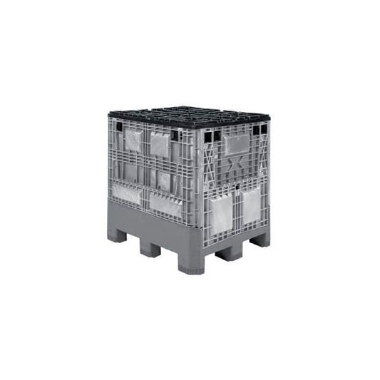 Buckhorn BG4840460251001 Folding Bulk Shipping Container - 48"L x 40"W x 46"H, 1200 Lb. Cap. Gray