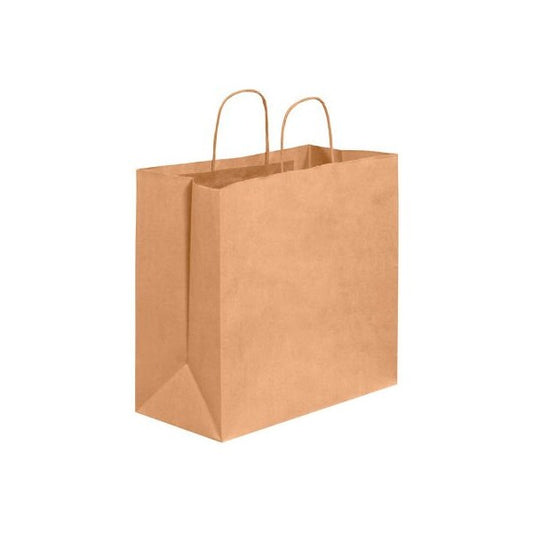 Paper Shopping Bags 13W x 7D x 13H Kraft 250/Pack