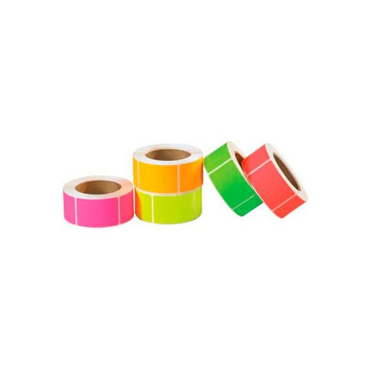 Rectangular Inventory Labels, 5"L x 3"W, 5 Fluorescent Colors, Roll of 5000