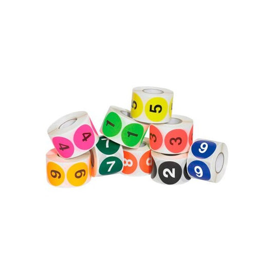 2" Dia. Round Numbered 1-10 Easy Order Labels, 10 Rolls of 500