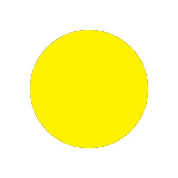 1" Dia. Round Removable Labels, Fluorescent Yellow, Roll of 500