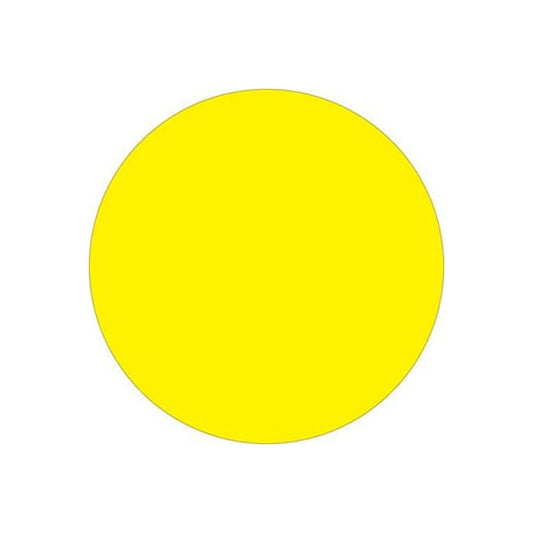 1" Dia. Round Removable Labels, Fluorescent Yellow, Roll of 500