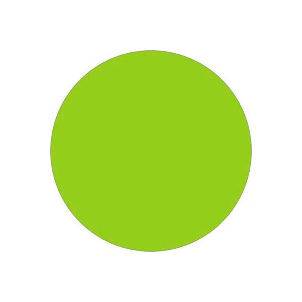2" Dia. Round Removable Labels, Fluorescent Green, Roll of 500