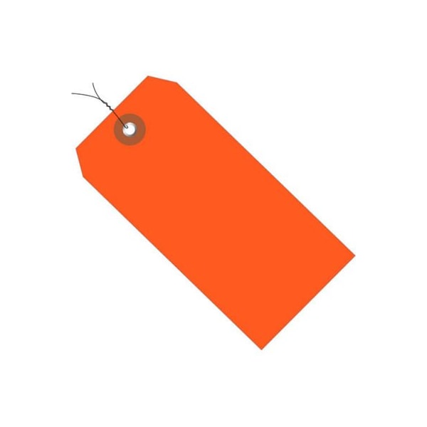 Plastic Shipping Tag Pre Wired#8 6-1/4L x 3-1/8W Orange 100/Pack