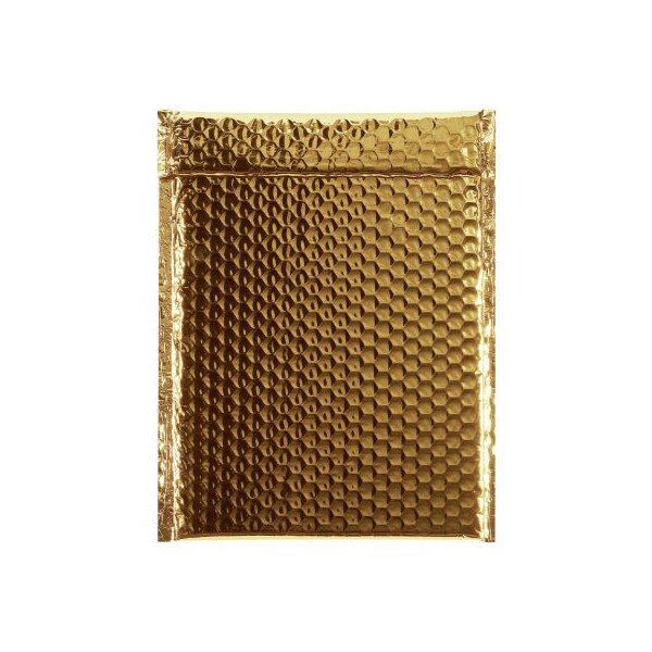 Glamour Bubble Mailers, 9"W x 11-1/2"L, Gold, 100/Pack