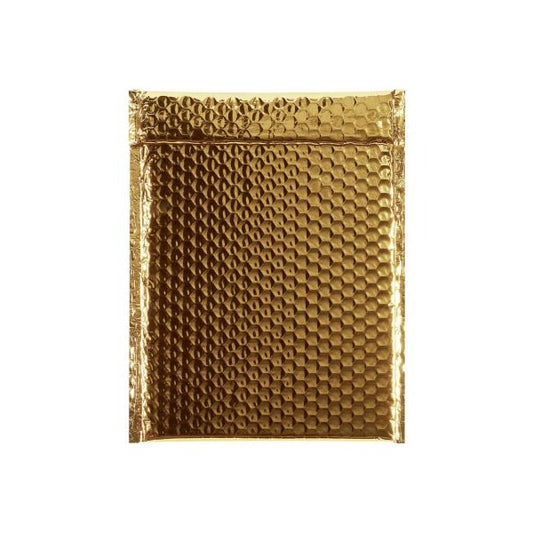 Glamour Bubble Mailers, 9"W x 11-1/2"L, Gold, 100/Pack