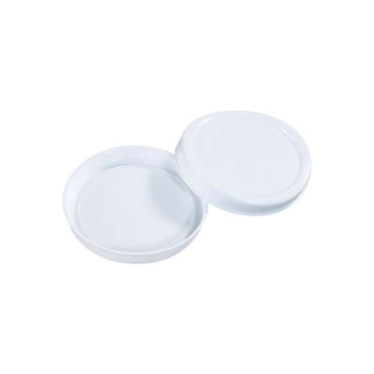 Plastic End Caps, 4" Dia., White, 100/Pack