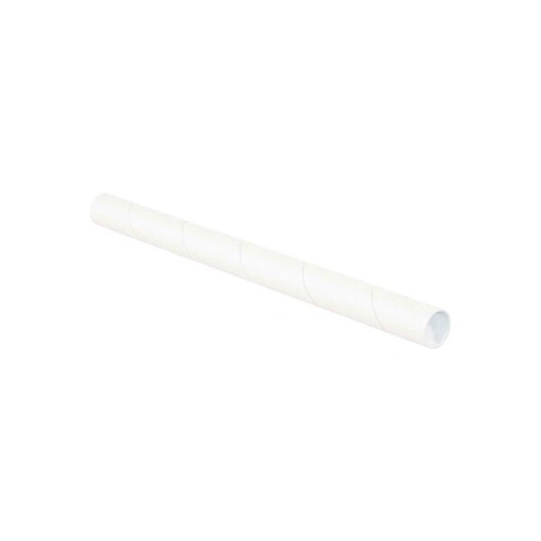 Mailing Tubes With Caps, 1-1/2" Dia. x 15"L, 0.06" Thick, White, 50/Pack