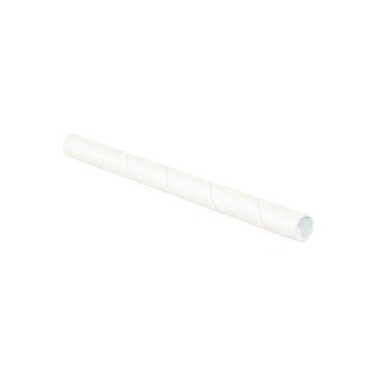 Mailing Tubes With Caps, 1-1/2" Dia. x 15"L, 0.06" Thick, White, 50/Pack