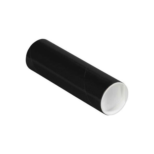 Colored Mailing Tubes With Caps, 2" Dia. x 6"L, 0.06" Thick, Black, 50/Pack