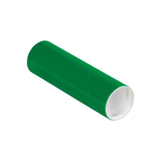 Colored Mailing Tubes With Caps, 2" Dia. x 6"L, 0.06" Thick, Green, 50/Pack