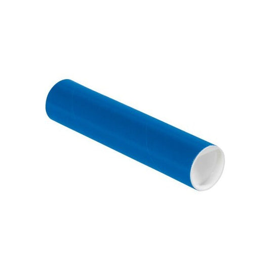 Colored Mailing Tubes With Caps, 2" Dia. x 9"L, 0.06" Thick, Blue, 50/Pack