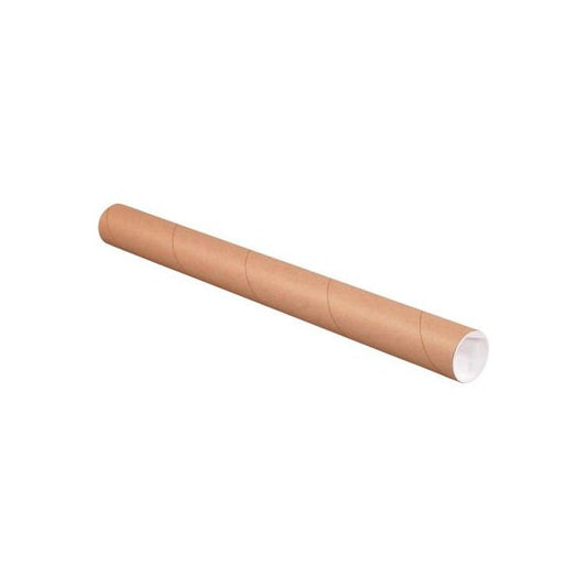 Mailing Tubes With Caps, 2" Dia. x 9"L, 0.06" Thick, Kraft, 50/Pack
