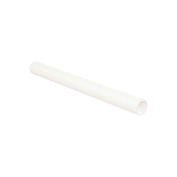 Mailing Tubes With Caps, 2" Dia. x 9"L, 0.06" Thick, White, 50/Pack