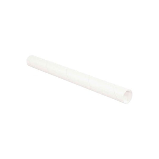 Mailing Tubes With Caps, 2" Dia. x 9"L, 0.06" Thick, White, 50/Pack
