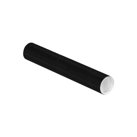 Colored Mailing Tubes With Caps, 2" Dia. x 12"L, 0.06" Thick, Black, 50/Pack