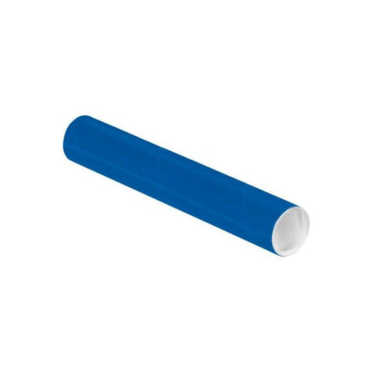 Colored Mailing Tubes With Caps, 2" Dia. x 12"L, 0.06" Thick, Blue, 50/Pack