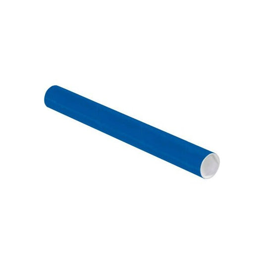 Colored Mailing Tubes With Caps, 2" Dia. x 18"L, 0.06" Thick, Blue, 50/Pack