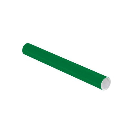 Colored Mailing Tubes With Caps, 2" Dia. x 18"L, 0.06" Thick, Green, 50/Pack