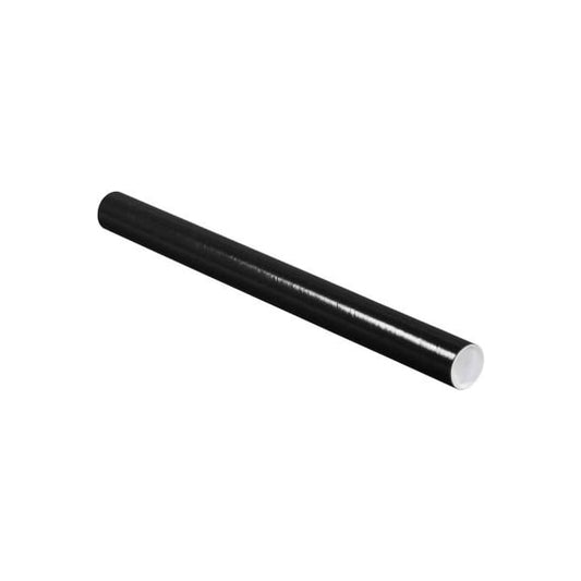 Colored Mailing Tubes With Caps, 2" Dia. x 24"L, 0.06" Thick, Black, 50/Pack