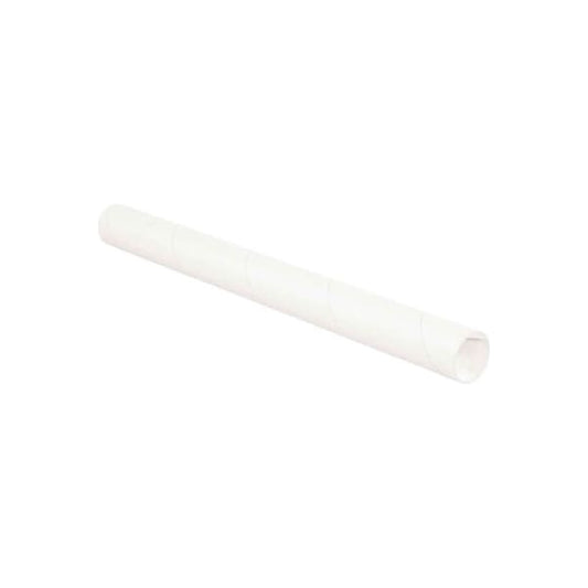 Mailing Tubes With Caps, 2" Dia. x 24"L, 0.06" Thick, White, 50/Pack