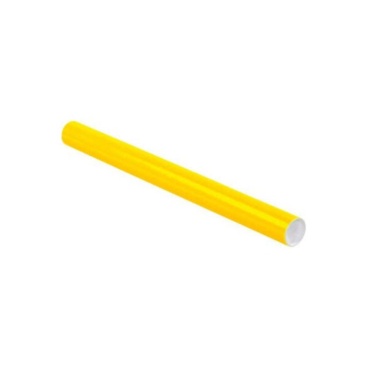 Colored Mailing Tubes With Caps, 2" Dia. x 24"L, 0.06" Thick, Yellow, 50/Pack
