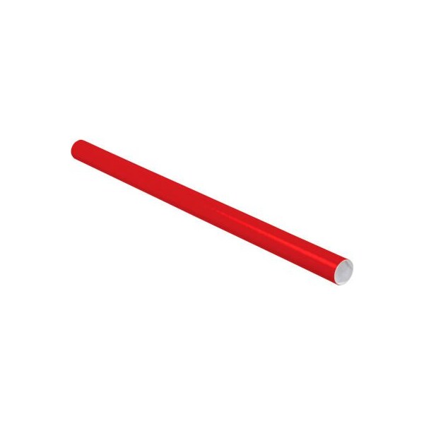 Colored Mailing Tubes With Caps, 2" Dia. x 36"L, 0.06" Thick, Red, 50/Pack