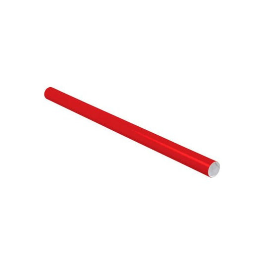 Colored Mailing Tubes With Caps, 2" Dia. x 36"L, 0.06" Thick, Red, 50/Pack