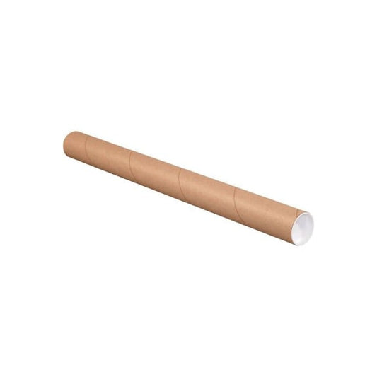 Mailing Tubes With Caps, 2-1/2" Dia. x 18"L, 0.07" Thick, Kraft, 34/Pack