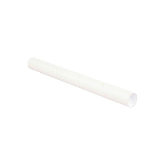 Mailing Tubes With Caps, 2-1/2" Dia. x 18"L, 0.07" Thick, White, 34/Pack