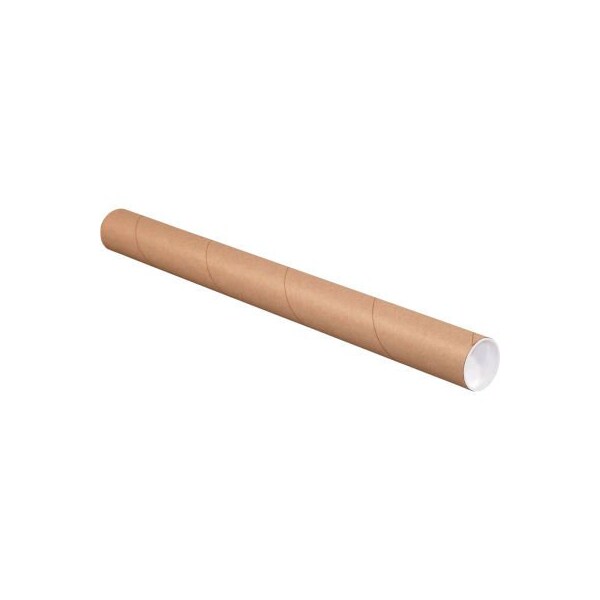 Mailing Tubes With Caps, 2-1/2" Dia. x 48"L, 0.07" Thick, Kraft, 34/Pack