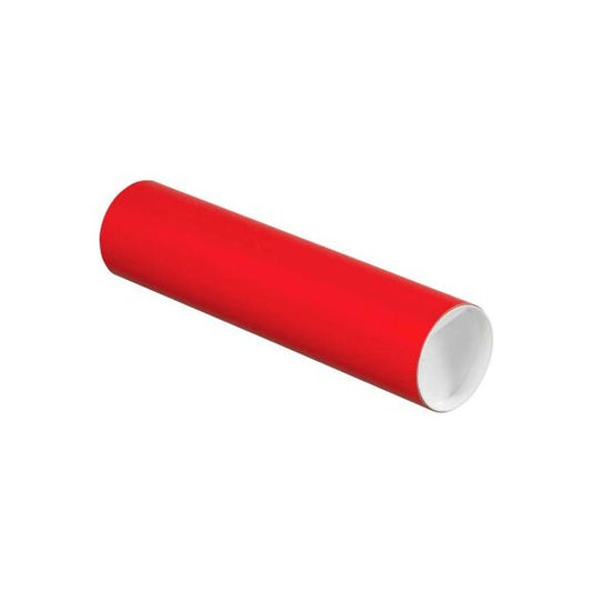 Colored Mailing Tubes With Caps, 3" Dia. x 12"L, 0.06" Thick, Red, 24/Pack
