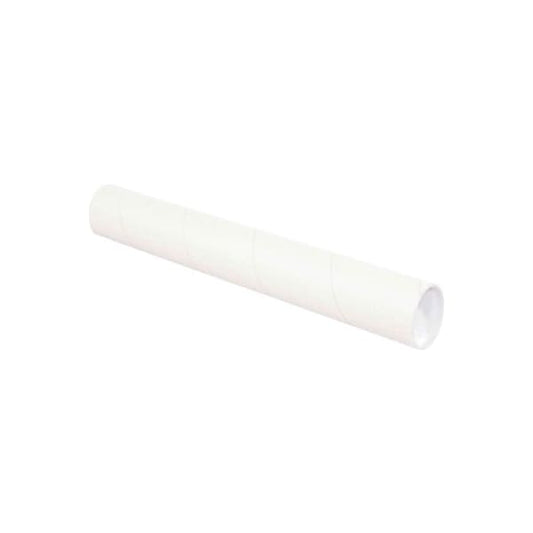 Mailing Tubes With Caps, 3" Dia. x 12"L, 0.06" Thick, White, 24/Pack