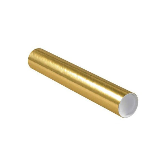 Colored Mailing Tubes With Caps, 3" Dia. x 18"L, 0.07" Thick, Gold, 24/Pack