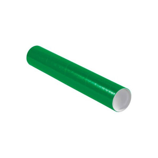 Colored Mailing Tubes With Caps, 3" Dia. x 18"L, 0.07" Thick, Green, 24/Pack
