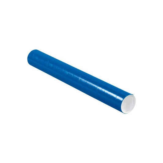 Colored Mailing Tubes With Caps, 3" Dia. x 24"L, 0.07" Thick, Blue, 24/Pack