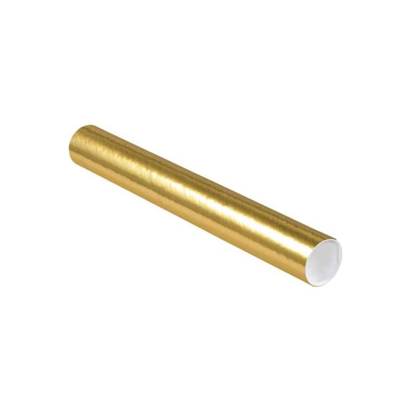 Colored Mailing Tubes With Caps, 3" Dia. x 24"L, 0.07" Thick, Gold, 24/Pack