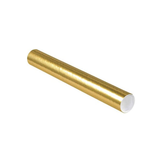 Colored Mailing Tubes With Caps, 3" Dia. x 24"L, 0.07" Thick, Gold, 24/Pack