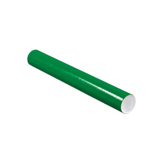 Colored Mailing Tubes With Caps, 3" Dia. x 24"L, 0.07" Thick, Green, 24/Pack