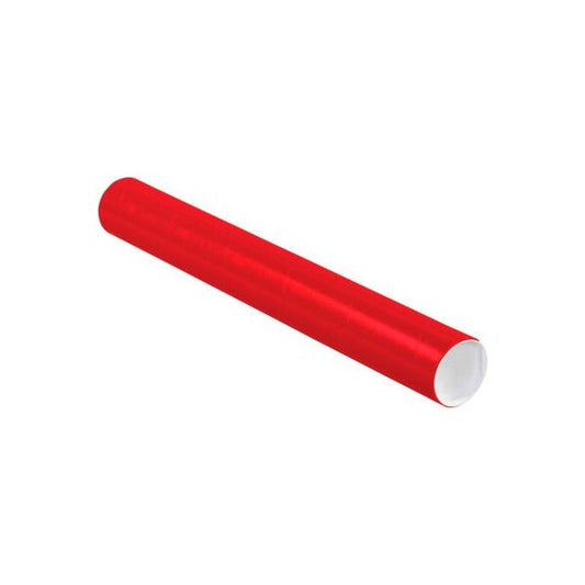 Colored Mailing Tubes With Caps, 3" Dia. x 24"L, 0.07" Thick, Red, 24/Pack