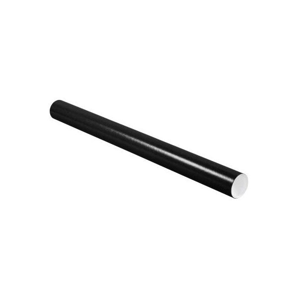 Colored Mailing Tubes With Caps, 3" Dia. x 36"L, 0.07" Thick, Black, 24/Pack