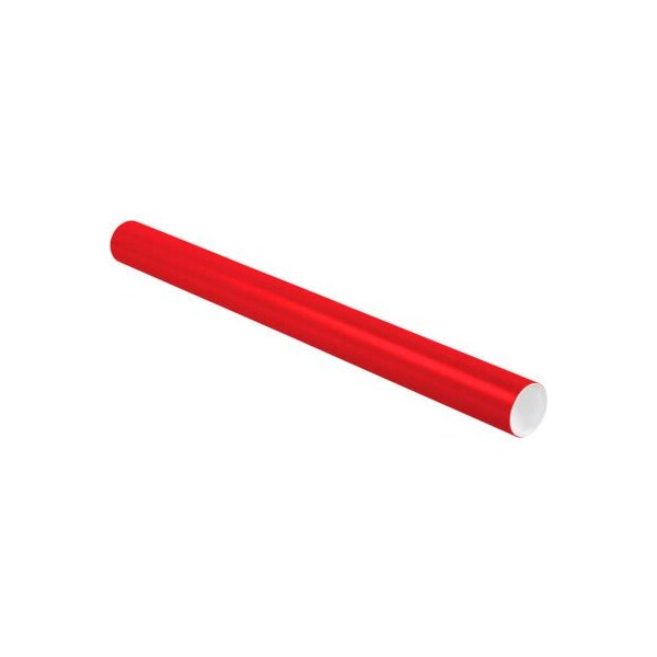 Colored Mailing Tubes With Caps, 3" Dia. x 36"L, 0.07" Thick, Red, 24/Pack