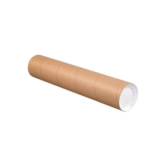 Mailing Tubes With Caps, 4" Dia. x 12"L, 0.08" Thick, Kraft, 15/Pack